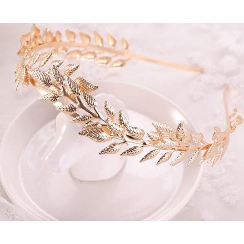 Simple Golden Leaf Shape Women Girl Hair Band Headpiece Bridal Headband Head Piece Tiara Hair Jewelry Wedding Bride Accessories