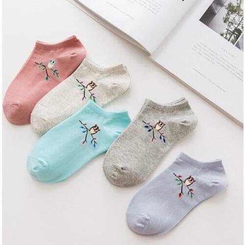 10 pieces = 5 pairs Autumn winter new Japanese minimalist cartoon cotton socks female socks slipper cotton socks women socks