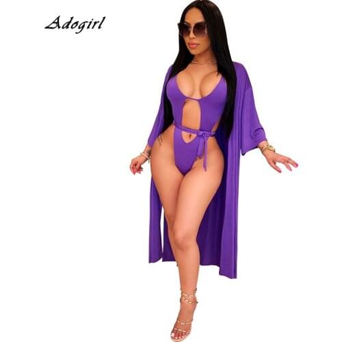 2 Piece Set Women Solid Neon Bodysuit Bikini Set Swimwear Long Sleeve Cover Up Cardigan Beach Bathing Swim suit Women Outfit