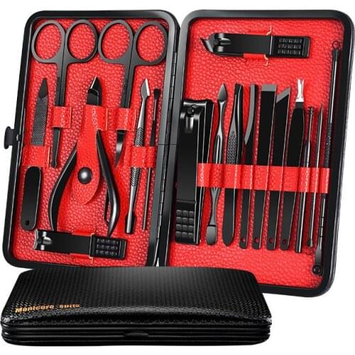 18 PCS Stainless Professional Nail cutter Pedicure Set Cuticle Eagle Hook Tweezer Manicure Beauty Tools Kit For Gift