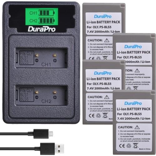 PS-BLS5 PS BLS-5 2000mAH Camera Battery + LCD USB Charger With Type C Port For OLYMPUS E450 E600 E620 EP1 EP2 EP3 EPL1 EPL2 EPM2