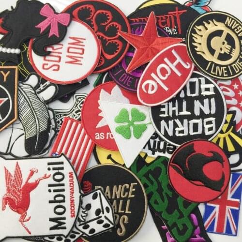 Aanywell patch24 pcs mixed random for clothing iron embroidered patch applique iron sew on patch sewing accessories for clothes