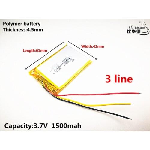 3 line Good Qulity 3.7V,1500mAH,454261 Polymer lithium ion / Li-ion battery for TOY,POWER BANK,GPS,mp3,mp4