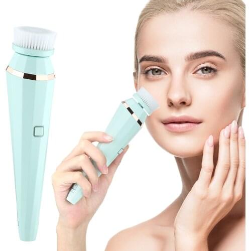 4 in 1 Electric Facial Cleanser Wash Face Cleaning Machine Skin Pore Cleaner Body Cleansing Massage Mini Beauty Massager Brush