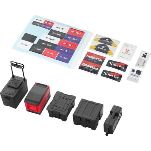 5Pcs 1/10 Scale Plastic Accessory Boxes Toolbox Fishing Box For SCX10 D90 RC Rock Crawler Truck Remote Control Toy Accessories
