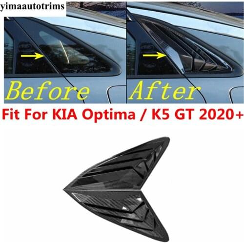 Car Rear Door Louver Window Triangle Shutters Decor Cover Trim Carbon Fiber Look Accessories For KIA Optima / K5 GT 2020 2021