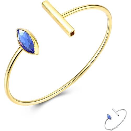 SILVERHOO 925 Sterling Silver Bangle Womens Adjustable Light Luxury Crystal Bracelet Send Friends Fashion Romantic Engagement