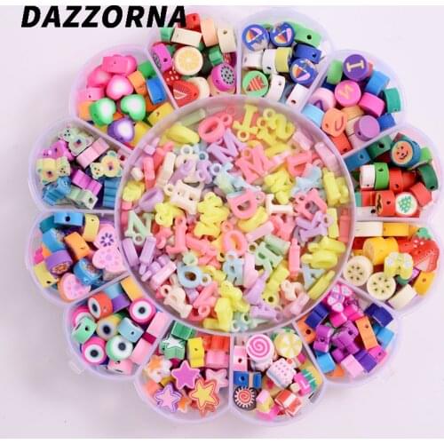 New 520Pcs Mixed Heart/Letter Shape Polymer Clay Loose Spacer Beads For DIY Necklace Bracelet Earring Jewelry Findings Making