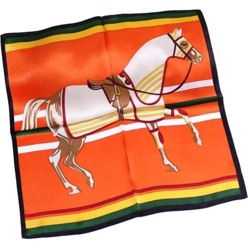 DANKEYISI Pure Silk Scarf Women Horse Pattern Headband Print Neck Scarf New Fashion Small Square Scarves Tie Hair Bag Ribbon