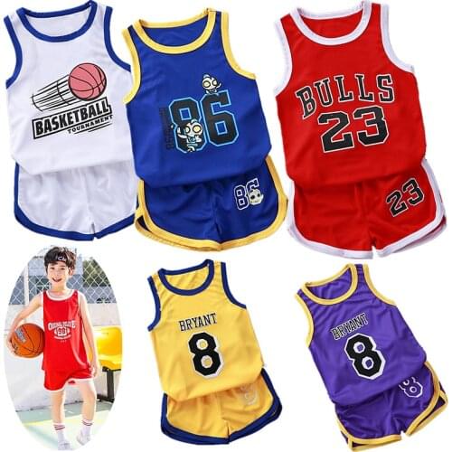 Childrens Cotton Vest T-shirt/shorts Football/basketball Sports Suit Boys/girls Summer Sleeveless Quick-drying Clothes