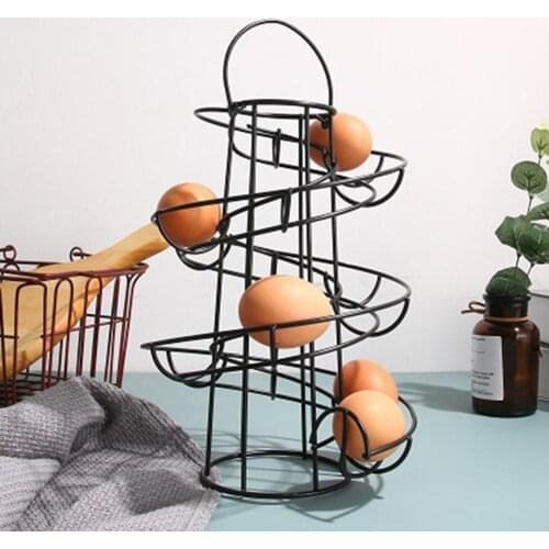 Home Decor Creative Kitchen Restaurant Egg Holder Display Storage Rack Iron Spiraling Dispenser Rack Stand Space Up to 24