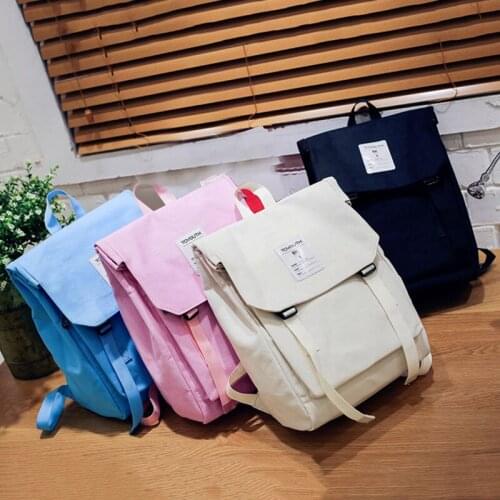 Canvas School Bag Candy Colors Fashion Backpack Girls Boys Durable Large Capacity Portable Student Backpack Unisex