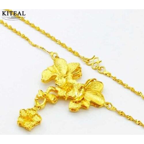 KITEAL Best Gift pure gold color women necklaces & pendants more petal personality colares prices in euros