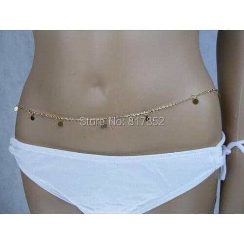 HOT SELLING New Style WA-01 Women Gold colour Chains Simple Sexy Waist Chains Jewelry 2 Colors