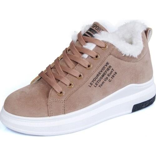 2021 New Womens Shoes Winter Women Shoes Warm Fur Plush Lady Casual Shoes Lace Up Fashion Sneakers Zapatillas Mujer Platform