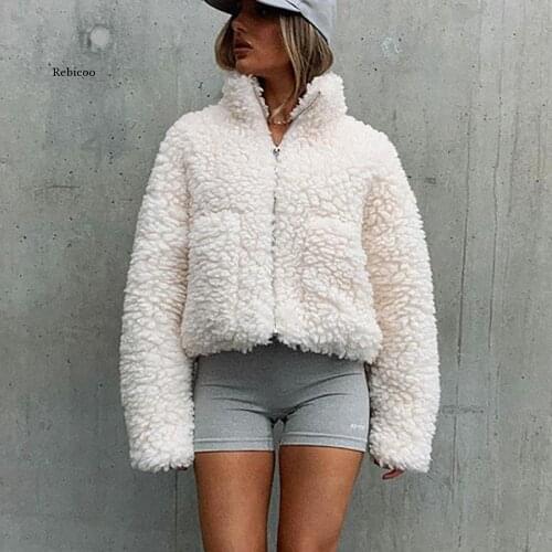 New Winter Fake Fur Coat Women Clothes Fashion Solid Color Thick Warm Plush Cardigan Jacket Plus Size Loose Lamb Wool Coat