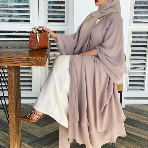 Solid Open Abaya Kimono Dubai Turkey Kaftan Muslim Cardigan Abayas Dresses For Women Casual Robe Femme Caftan Islam Clothing
