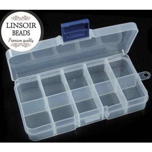 Wholesale Jewelry boxes white Plastic Tool Box Adjustable 10 Slots Craft Organizer Storage Beads Bracelet Jewelry Boxes F664