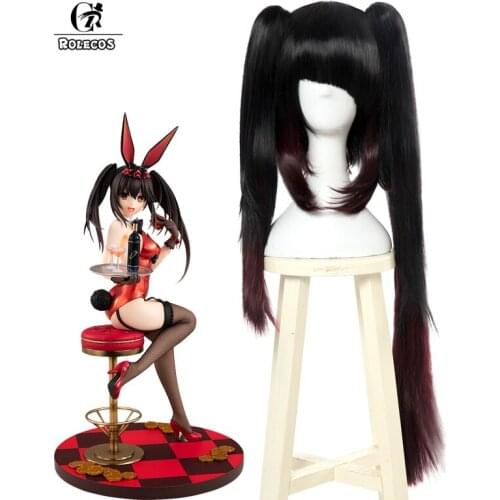 ROLECOS Kurumi Tokisaki Cosplay Wigs Anime Date A Live Cosplay Women Wig Long Hair Double Ponytail Halloween Headwear