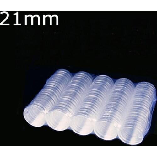 100 Pieces 21mm Clear Plastic Protector Capsules Containers case For Token Board Game Coin Collection Holder Boxes