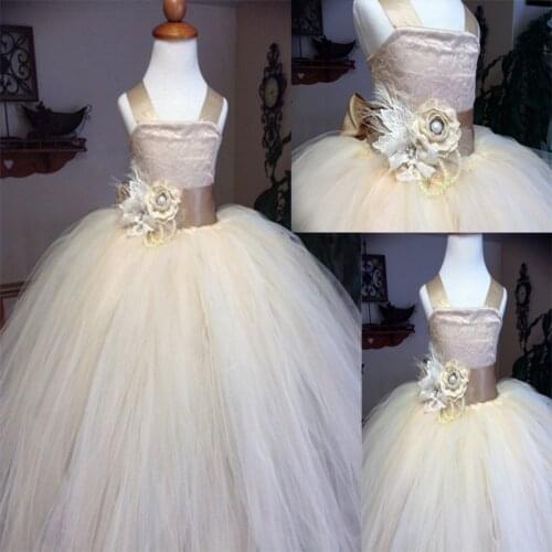 First Holy Communion Dresses For Girls Champagne Ball Gown Flower Girl Dresses Junior Bridesmaid Dresses Robe De Soiree Enfant