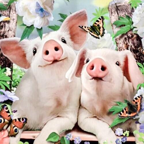 Full Diamond Painting Cross Stitch Round Diamond Mosaic Craft Diamond Embroidery 5D Diy Needlework Animal Pig Home Paintings