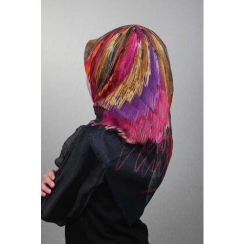 POLOİST SHİNE PATTERNED SILVERY LINEN SCARF-PATTERN-15-RENK-12