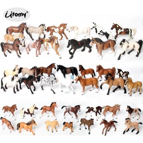 Realistic Horse Collectible Foal Figurines Set, farm Animals Horse animal model Action Figure Cake Toppers Gift Pack kids toy