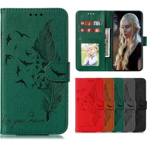 Luxury 3D Feather Leather Wallet Case For Samsung Galaxy Note 10 Pro A10 A20 A20E A2 Core A30 A40 A50 A60 A70 A9 A7 2018 Cover
