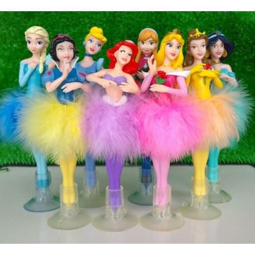 Disney Princess Cinderella Snow White ball pen 6pcs/set 19cm Action Figure Decoration PVC Collection Figurine Toys model gift