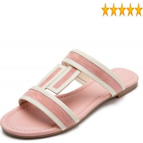 Slip On Brand Women Summer New Leisure Fashion Striped Flat Sandals Street Pink Outdoor Slippers Beach Slides