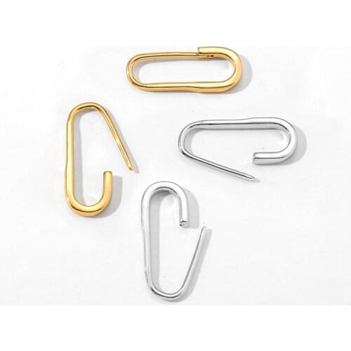 Simple Design Geometric Safety Pin Stud Earrings Punk Gold/Silver Color Metal Paper Clip Small Earrings for Women Trendy Jewelry