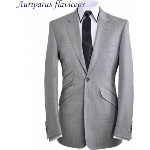Auriparus flaviceps Gray Groom Tuxedos Tilt pocket Jacket and Pants for Groomsman Suit Custom Made Man Suit Bespoke Suit