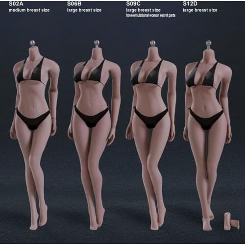 TBL S09C S12D S06B S02A 1/6 Suntan Skin Super Flexible Female Seamless Body 12'' Figure Action Model Mid Large Bust Optional