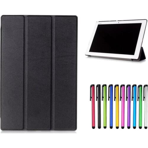 Smart Magnet Fold Flip PU Leather Funda Case For Sony Xperia Z2 Z3 Z4 Tablet Case Protective Cover + Pen