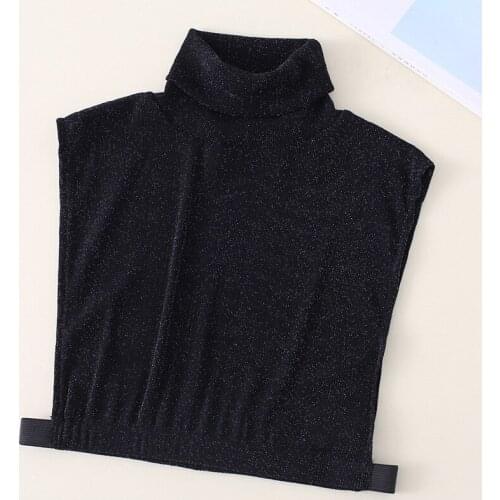 Women Shirt High Round Neck Fake Collar Turtleneck False Collar Lady Striped Half Blouse Detachable Collar Female Sweater Decor
