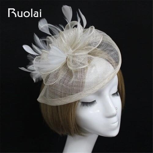 2019 Vintage Cambric Feather Wedding Hat Party Hat for Women Bridal Hat Prom Party Use Wedding Headpiece Wedding Accessories FH5