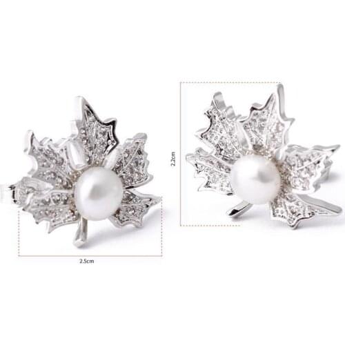 2021 Sweet and fashionable leaf act the role of taste female needle earring earring pendant euramerican individu Pearl Earrings