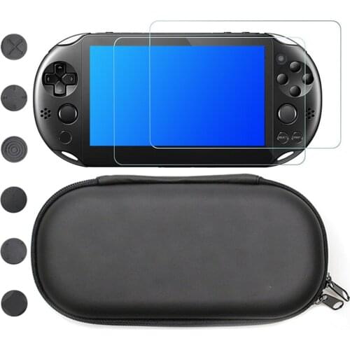 For PS Vita PSV EVA Hard Gamepad Carry Storage Holder Bags Kit Game Console Protective Supplies with Tempered Film Thumb Grips