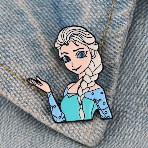 YQ259 Disney Frozen Elsa Badge Cartoon Pin Women Girls Brooch for Bags Jeans Scarf Lapel Pin Tops Icons Accessory Girls Kid Gift