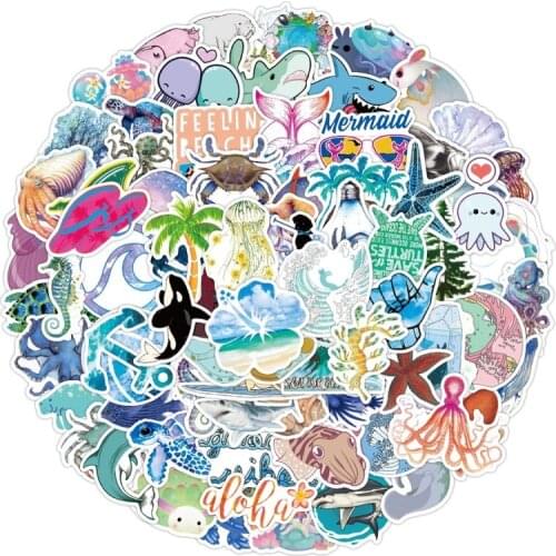 10/50/100pcs Blue Sea Shark Cartoon Animal Stickers for DIY Luggage Scrapbook Skateboard Computer Laptop Motorcycle Phone