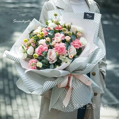 10pcs/set 60*60cm Stripe Flower Wrapping Paper Waterproof Kraft Paper Bouquet Florist Supplies Gift Wrapping Paper