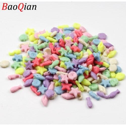 20 Gram/lot Candy Color Mixed Marine Animals Plastic Spacer Beads For Jewelry making Necklace Bracelet DIY Accessories