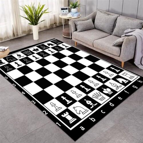 2020 Chess Board Large Carpets for Living Room Games Kids Play Floor Mat Black and White Area Rug Fashion Carpet