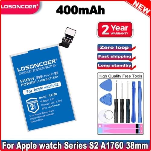 LOSONCOER 400mAh A1760 Battery For Apple watch Series 1 Series 2 38mm 42mm Real Capacity Series1 Series2 Good Quality Battery