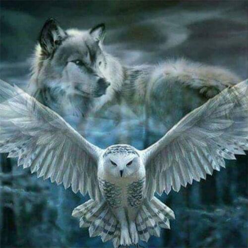 NEW Arrival 5D Full Round Diamond Painting Cross Stitch animal Diamond Embroidery Diamond Mosaic snow owl and wolf Home decor