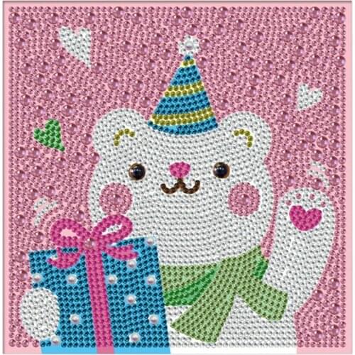 DIY Diamond Painting Little Bear Diamond Embroidery Round Resin Diamond Cross Stitch Home Wall Decor With Frame For Kids