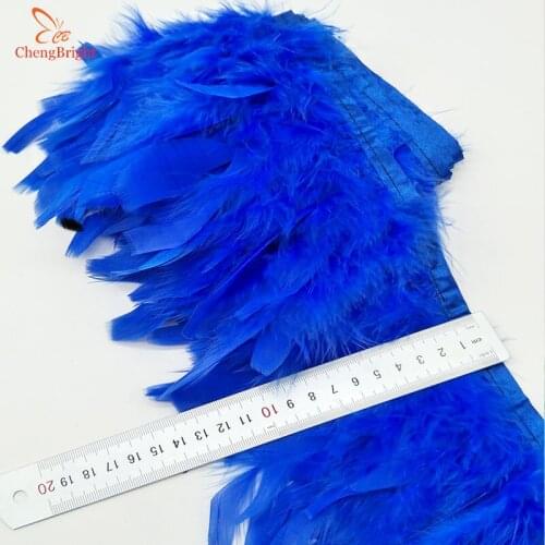 ChengBright Hot 2 Yards Turkey Feathers Trim Cloth Sideband Chicken Pheasant Feather Trims Clothing Wedding Feathers Ribbon W