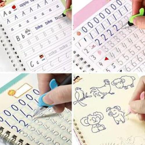 Kids Magic Writing Board Reusable Magic Writing Paste Children,Be Reused Handwriting Copybook Set Magic Calligraphy Tracing Book