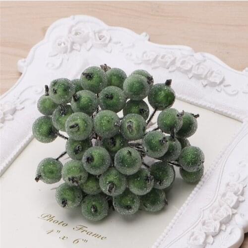40 Pcs Decorative Mini Christmas Frosted Fruit Berry Holly Artificial Flower GXMA